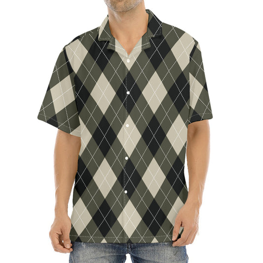 Diamond Shapes Argyle Pattern Print Aloha Shirt