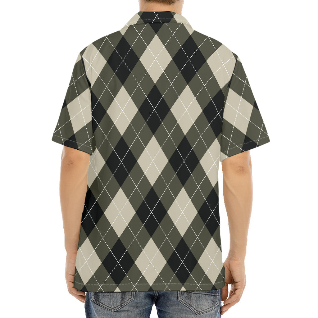 Diamond Shapes Argyle Pattern Print Aloha Shirt