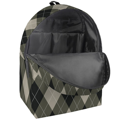 Diamond Shapes Argyle Pattern Print Backpack