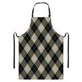 Diamond Shapes Argyle Pattern Print Bib Apron With Pocket