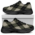Diamond Shapes Argyle Pattern Print Black Chunky Shoes