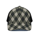Diamond Shapes Argyle Pattern Print Black Mesh Trucker Cap