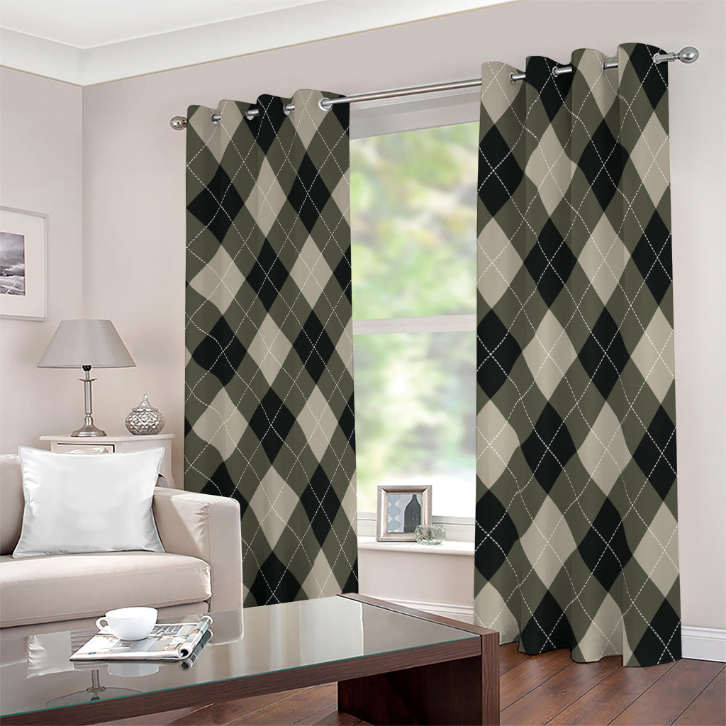 Diamond Shapes Argyle Pattern Print Blackout Grommet Curtains