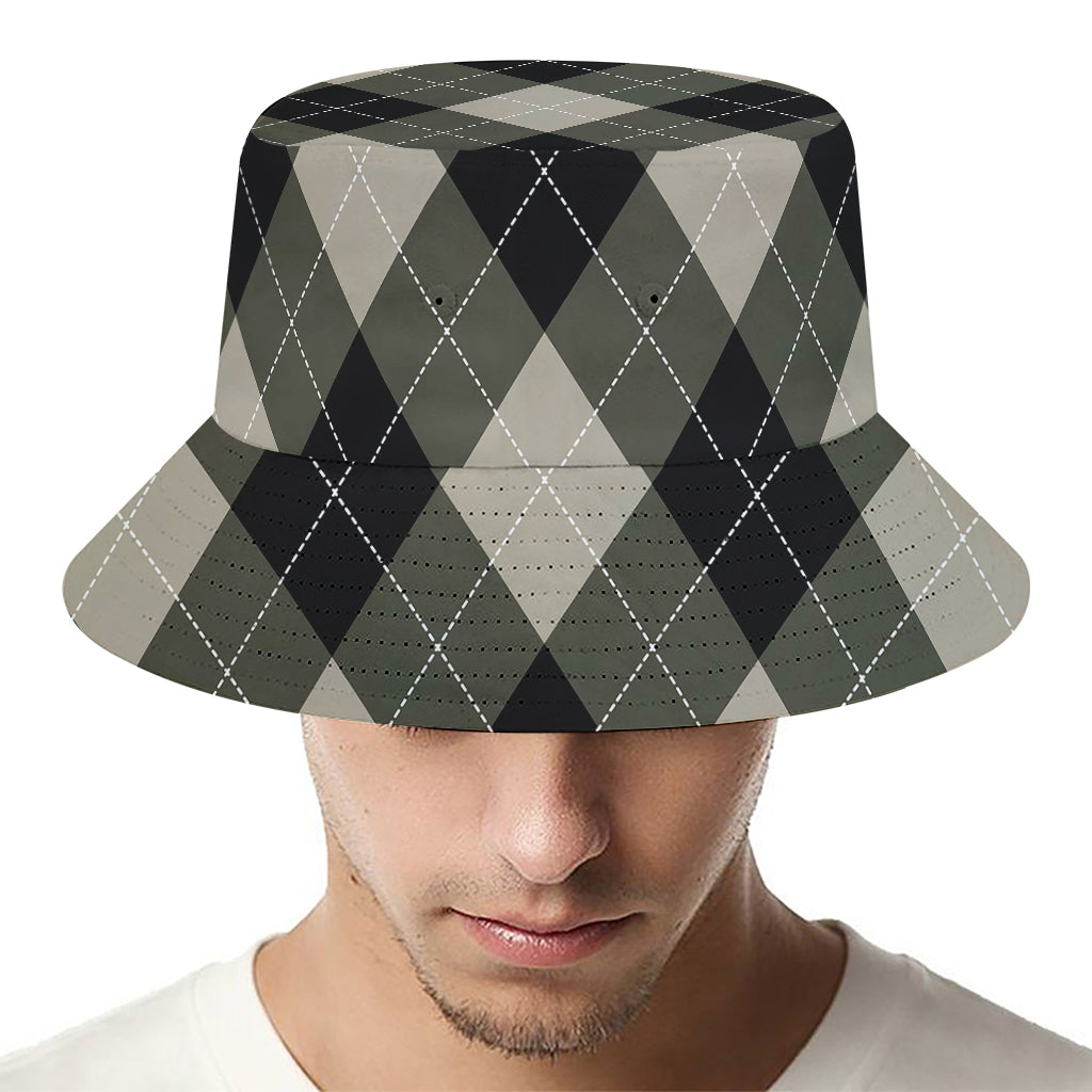 Diamond Shapes Argyle Pattern Print Bucket Hat