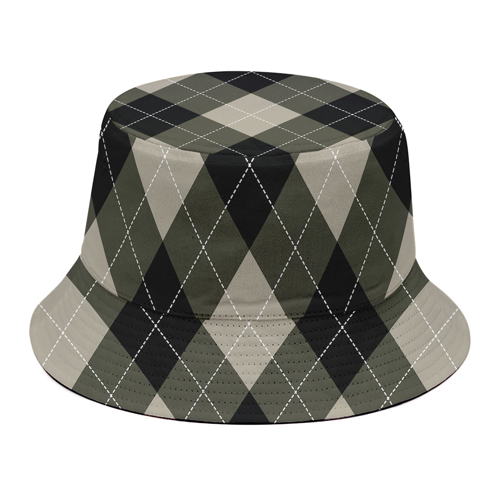 Diamond Shapes Argyle Pattern Print Bucket Hat