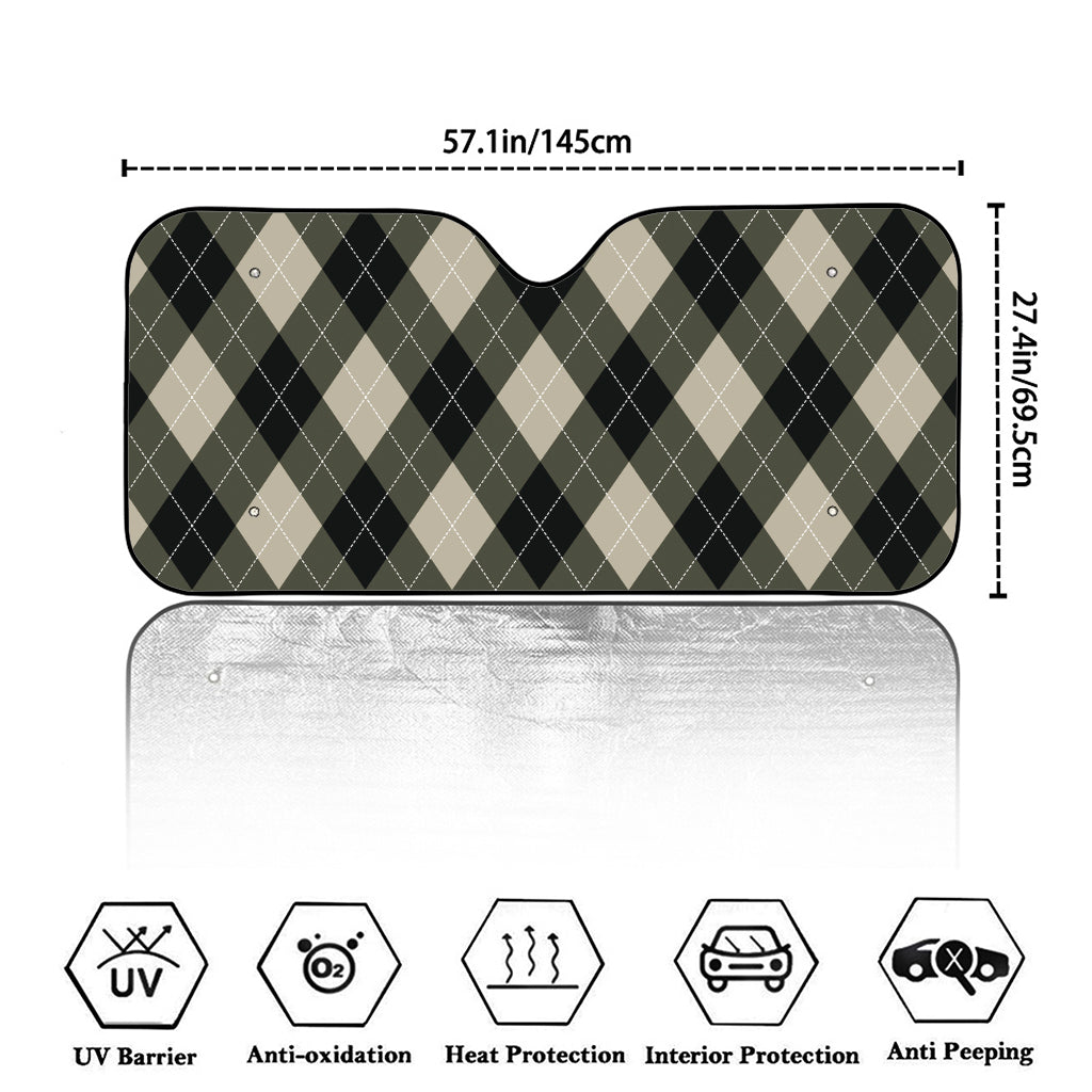 Diamond Shapes Argyle Pattern Print Car Windshield Sun Shade