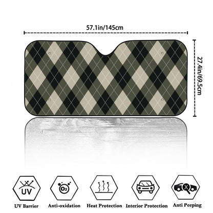 Diamond Shapes Argyle Pattern Print Car Windshield Sun Shade