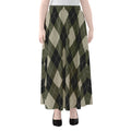 Diamond Shapes Argyle Pattern Print Chiffon Maxi Skirt