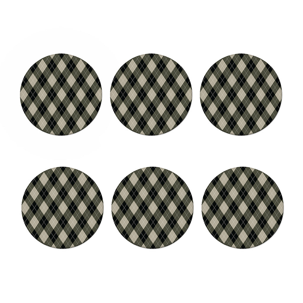 Diamond Shapes Argyle Pattern Print Coaster Set