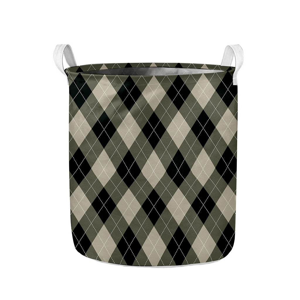 Diamond Shapes Argyle Pattern Print Collapsible Laundry Basket