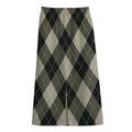 Diamond Shapes Argyle Pattern Print Cotton Front Slit Maxi Skirt