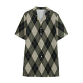 Diamond Shapes Argyle Pattern Print Cotton Hawaiian Shirt