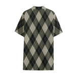 Diamond Shapes Argyle Pattern Print Cotton Hawaiian Shirt