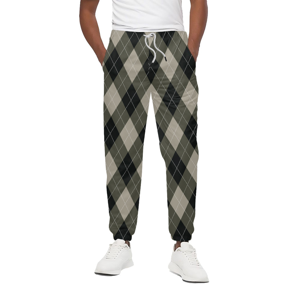 Diamond Shapes Argyle Pattern Print Cotton Pants