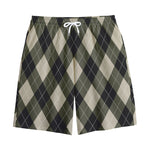 Diamond Shapes Argyle Pattern Print Cotton Shorts