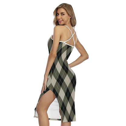 Diamond Shapes Argyle Pattern Print Cross Back Cami Dress