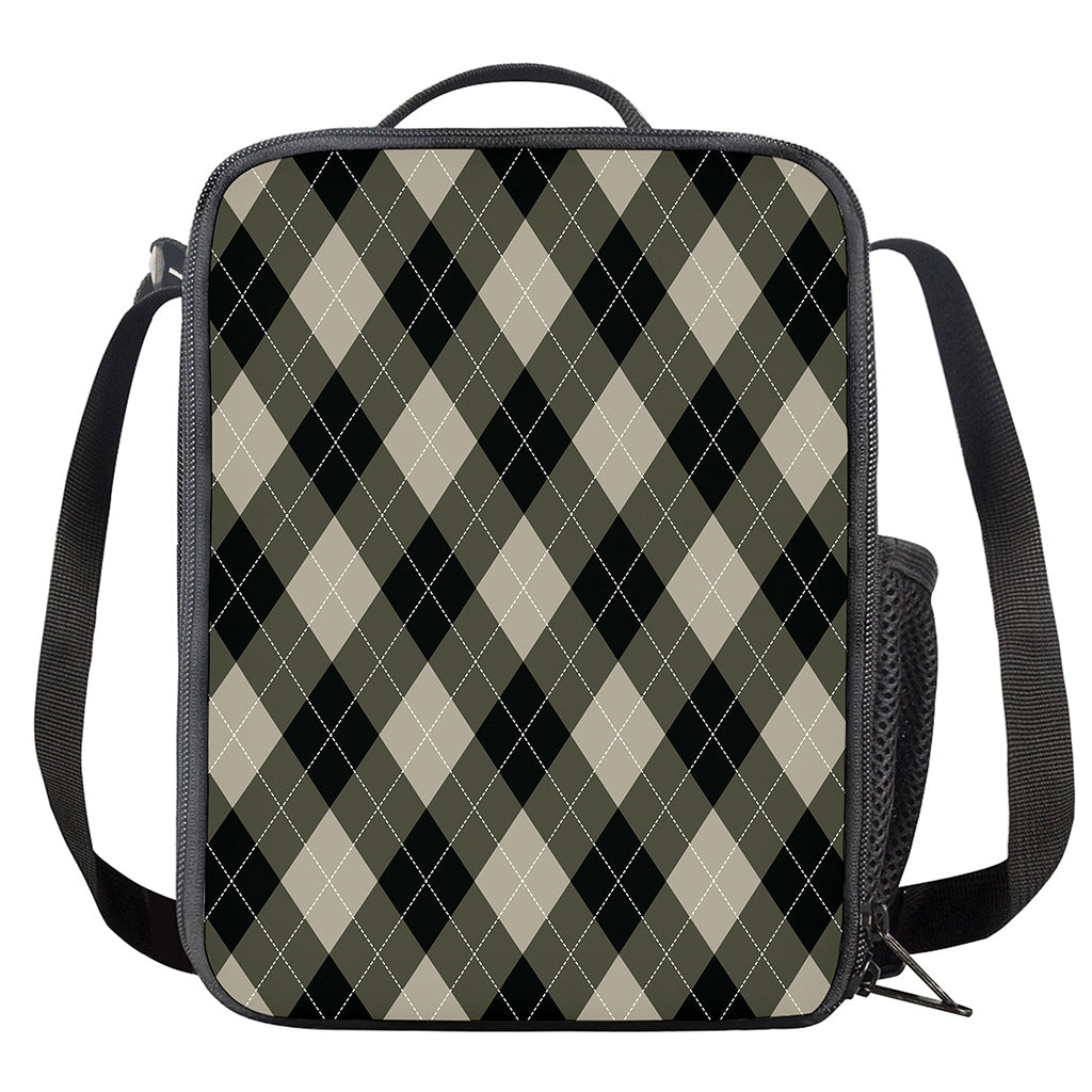 Diamond Shapes Argyle Pattern Print Crossbody Lunch Bag
