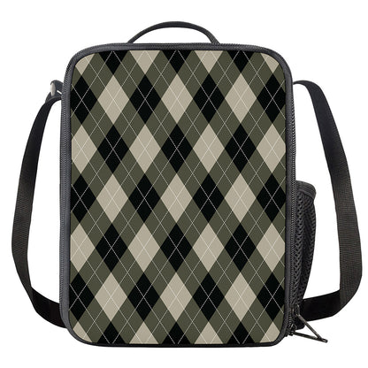 Diamond Shapes Argyle Pattern Print Crossbody Lunch Bag