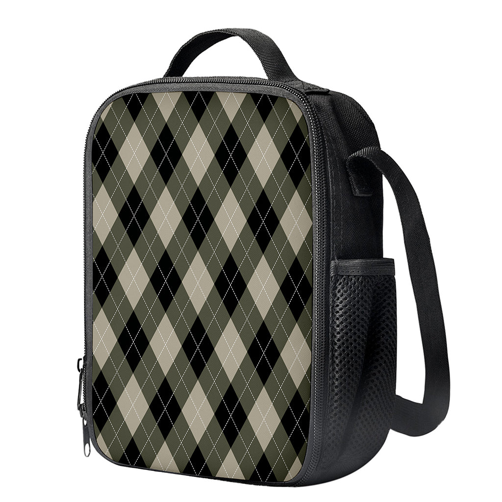 Diamond Shapes Argyle Pattern Print Crossbody Lunch Bag
