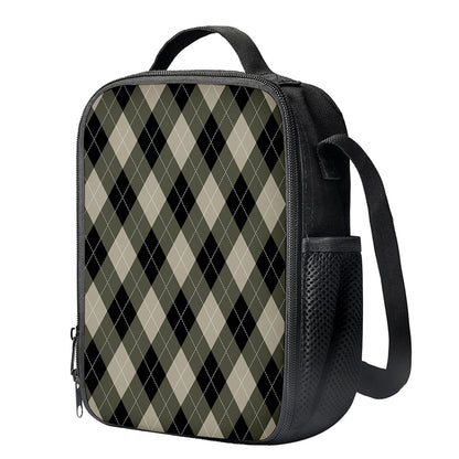 Diamond Shapes Argyle Pattern Print Crossbody Lunch Bag