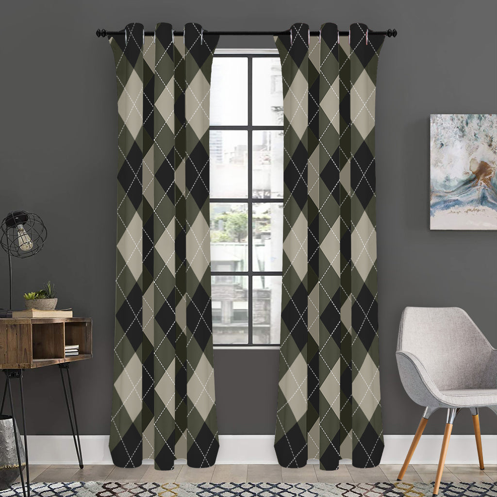 Diamond Shapes Argyle Pattern Print Curtain