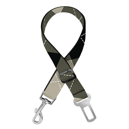 Diamond Shapes Argyle Pattern Print Dog Seat Belt