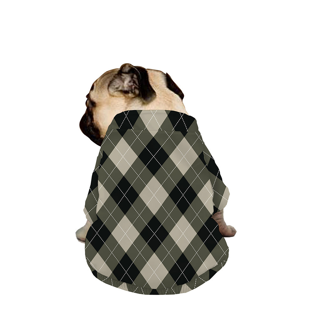 Diamond Shapes Argyle Pattern Print Dog Zip Up Jacket