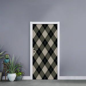 Diamond Shapes Argyle Pattern Print Door Sticker