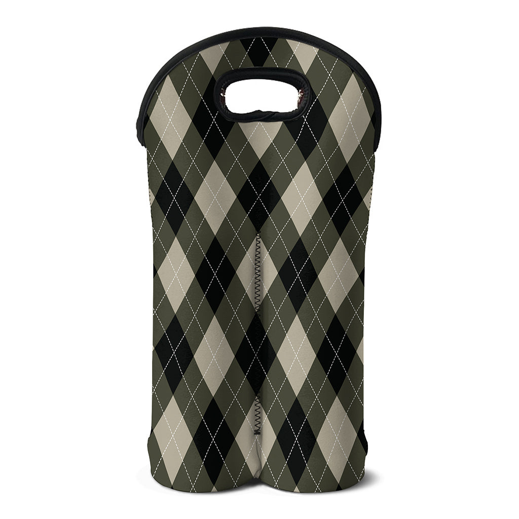 Diamond Shapes Argyle Pattern Print Double Neoprene Wine Tote