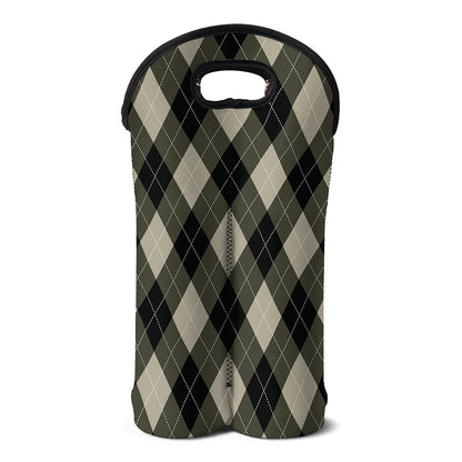 Diamond Shapes Argyle Pattern Print Double Neoprene Wine Tote