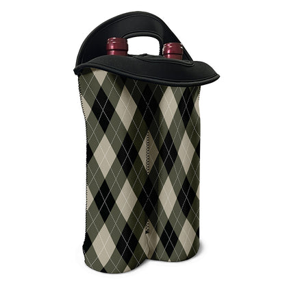 Diamond Shapes Argyle Pattern Print Double Neoprene Wine Tote