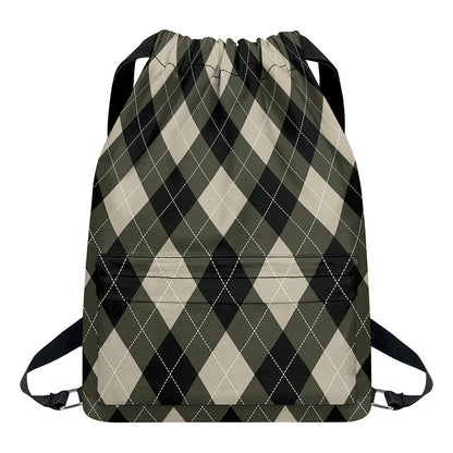 Diamond Shapes Argyle Pattern Print Drawstring Backpack