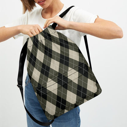 Diamond Shapes Argyle Pattern Print Drawstring Backpack