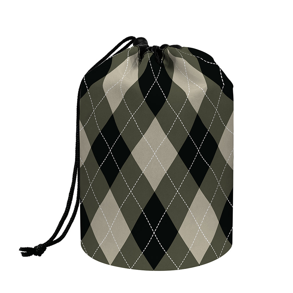 Diamond Shapes Argyle Pattern Print Drawstring Makeup Bag