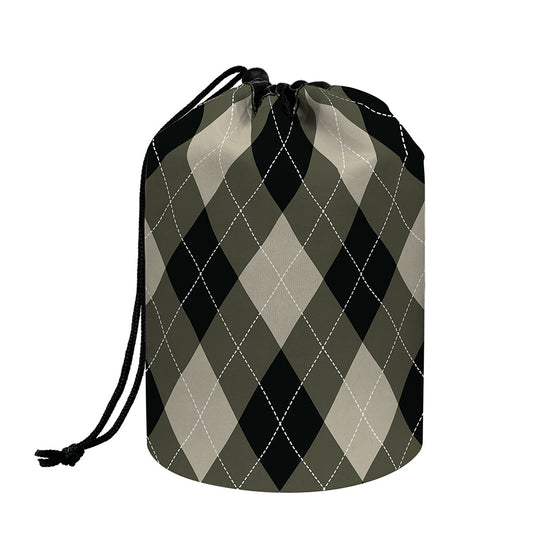 Diamond Shapes Argyle Pattern Print Drawstring Makeup Bag