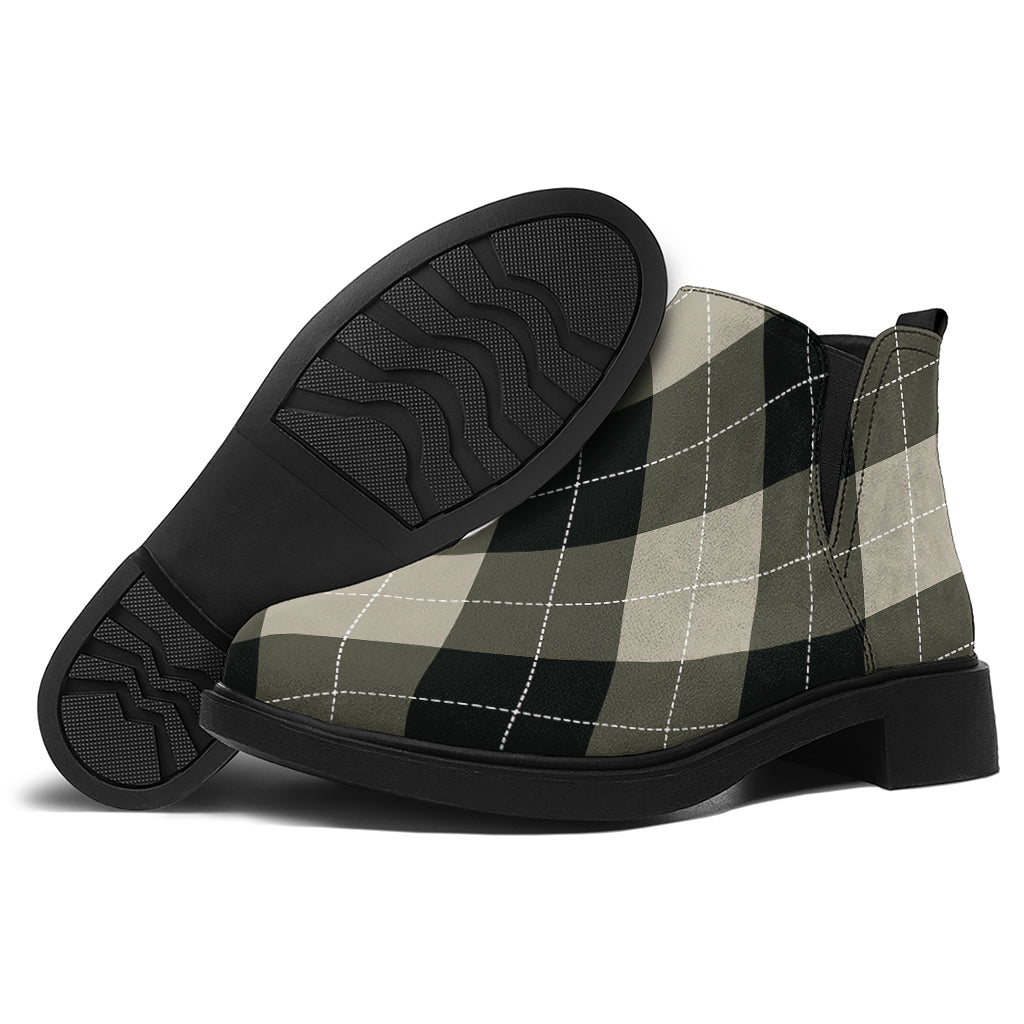 Diamond Shapes Argyle Pattern Print Flat Ankle Boots