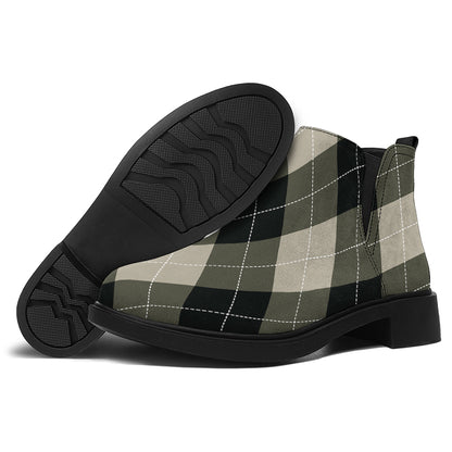 Diamond Shapes Argyle Pattern Print Flat Ankle Boots