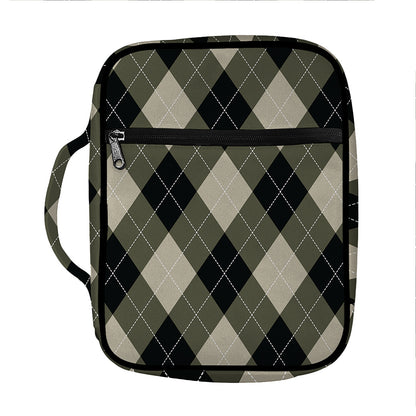 Diamond Shapes Argyle Pattern Print Front Pocket Bible Bag