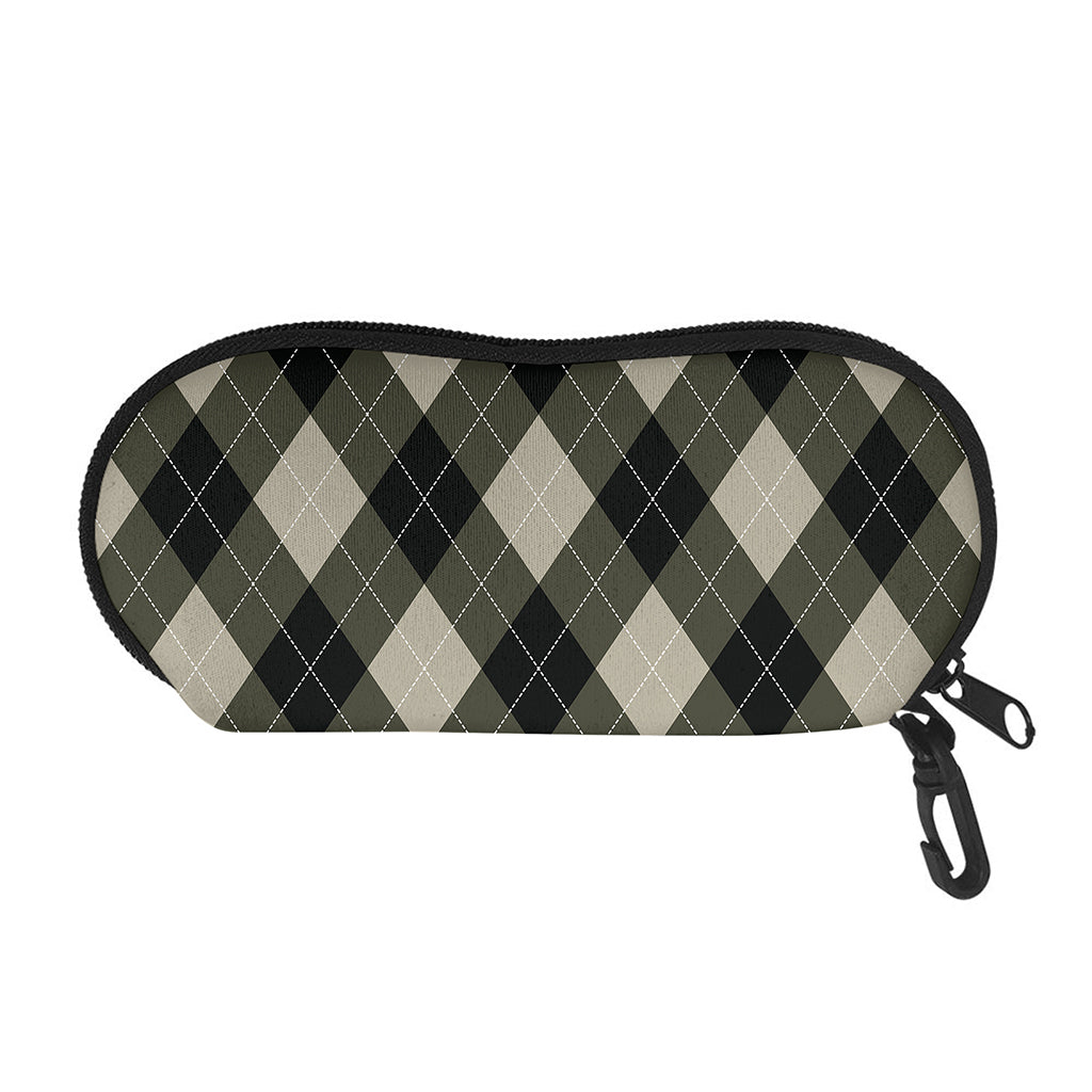 Diamond Shapes Argyle Pattern Print Glasses Case
