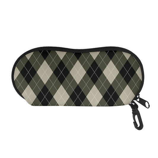 Diamond Shapes Argyle Pattern Print Glasses Case