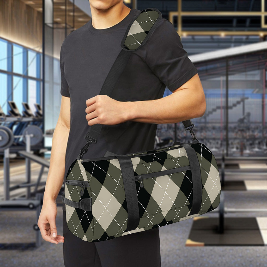 Diamond Shapes Argyle Pattern Print Gym Bag