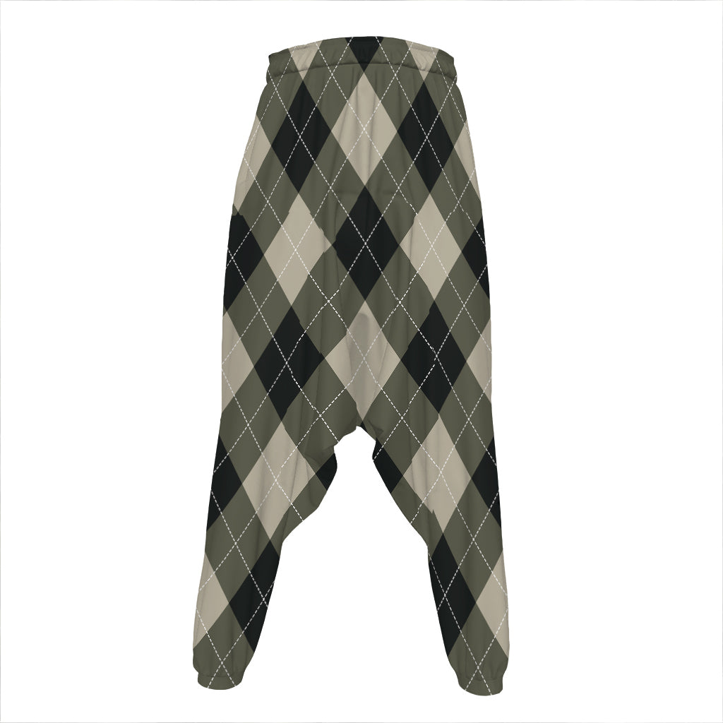Diamond Shapes Argyle Pattern Print Hammer Pants