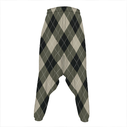 Diamond Shapes Argyle Pattern Print Hammer Pants