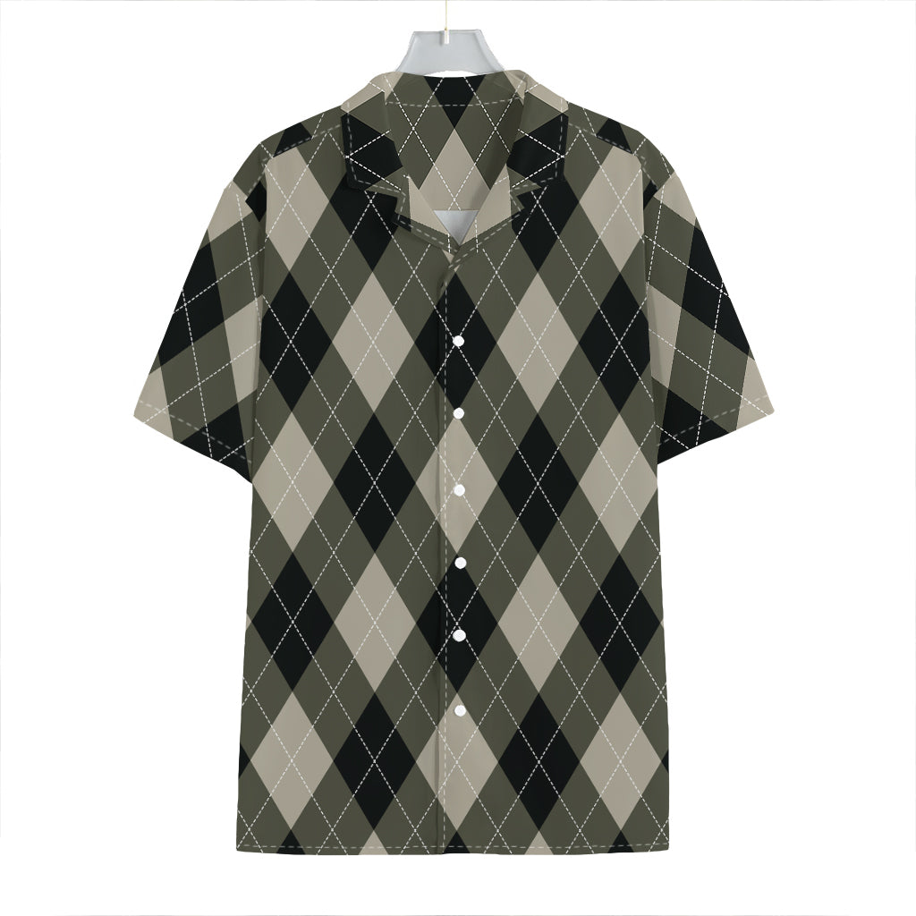 Diamond Shapes Argyle Pattern Print Hawaiian Shirt