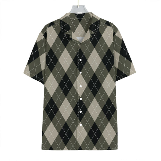 Diamond Shapes Argyle Pattern Print Hawaiian Shirt
