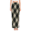 Diamond Shapes Argyle Pattern Print High Slit Maxi Skirt