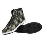 Diamond Shapes Argyle Pattern Print High Top Leather Sneakers