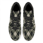 Diamond Shapes Argyle Pattern Print High Top Leather Sneakers