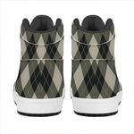 Diamond Shapes Argyle Pattern Print High Top Leather Sneakers