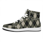 Diamond Shapes Argyle Pattern Print High Top Leather Sneakers